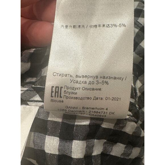 Ganni Black and White Checkered Top - Picture 14 of 16